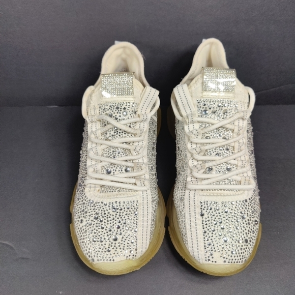 Steve Madden Women's Maxima Rhinestone Sneakes Off White Platform Shoes Size 9.5 - Picture 5 of 11